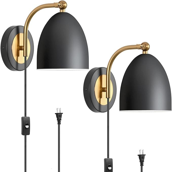 KOONTING® Plug in Wall Sconce Set of 2, Industrial Wall Sconces Adjustable Angle Wall Lights wit... | Amazon (CA)