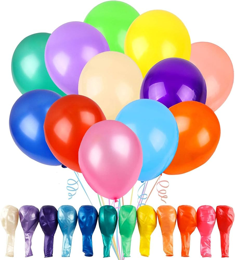 RUBFAC 120 Balloons Assorted Color 12 Inches Rainbow Latex Balloons, 12 Bright Color Party Balloo... | Amazon (US)