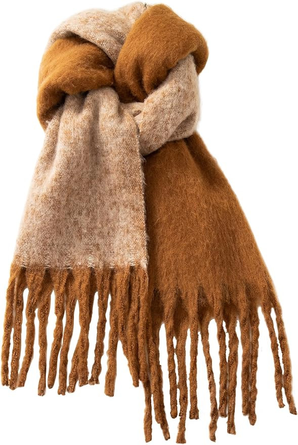 Winter Women Warm Scarf Long Shawl Large Scarves Cold Weather Thick Blanket Scarfs Two-Tone Mohai... | Amazon (US)