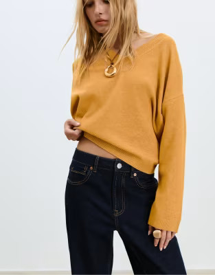 Stradivarius Soft-touch basic knit sweater in mustard | ASOS | ASOS (Global)