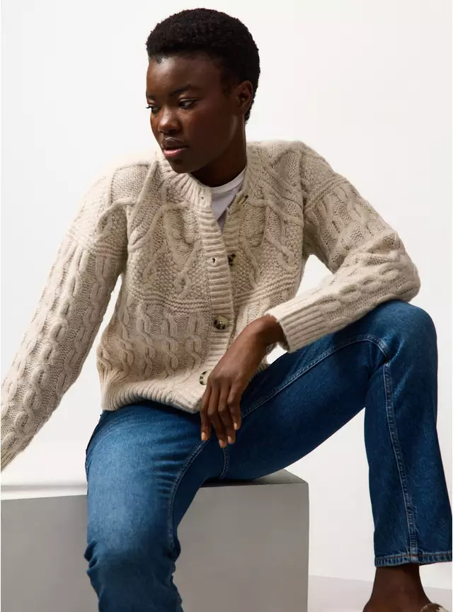 Oatmeal Patchwork Knit Cable Cardigan 6 | Tu Clothing