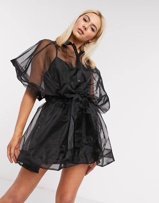 Love & Other Things oversized organza shirt dress in black | ASOS (Global)