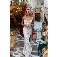 HELLO MOLLY Dotted Moment Satin Polka Dot Midi Dress Cream | Hello Molly (US)