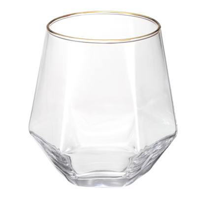 Unique Bargains Diamond Stemless Design Whiskey Glasses Drinkware Gold Tone | Target