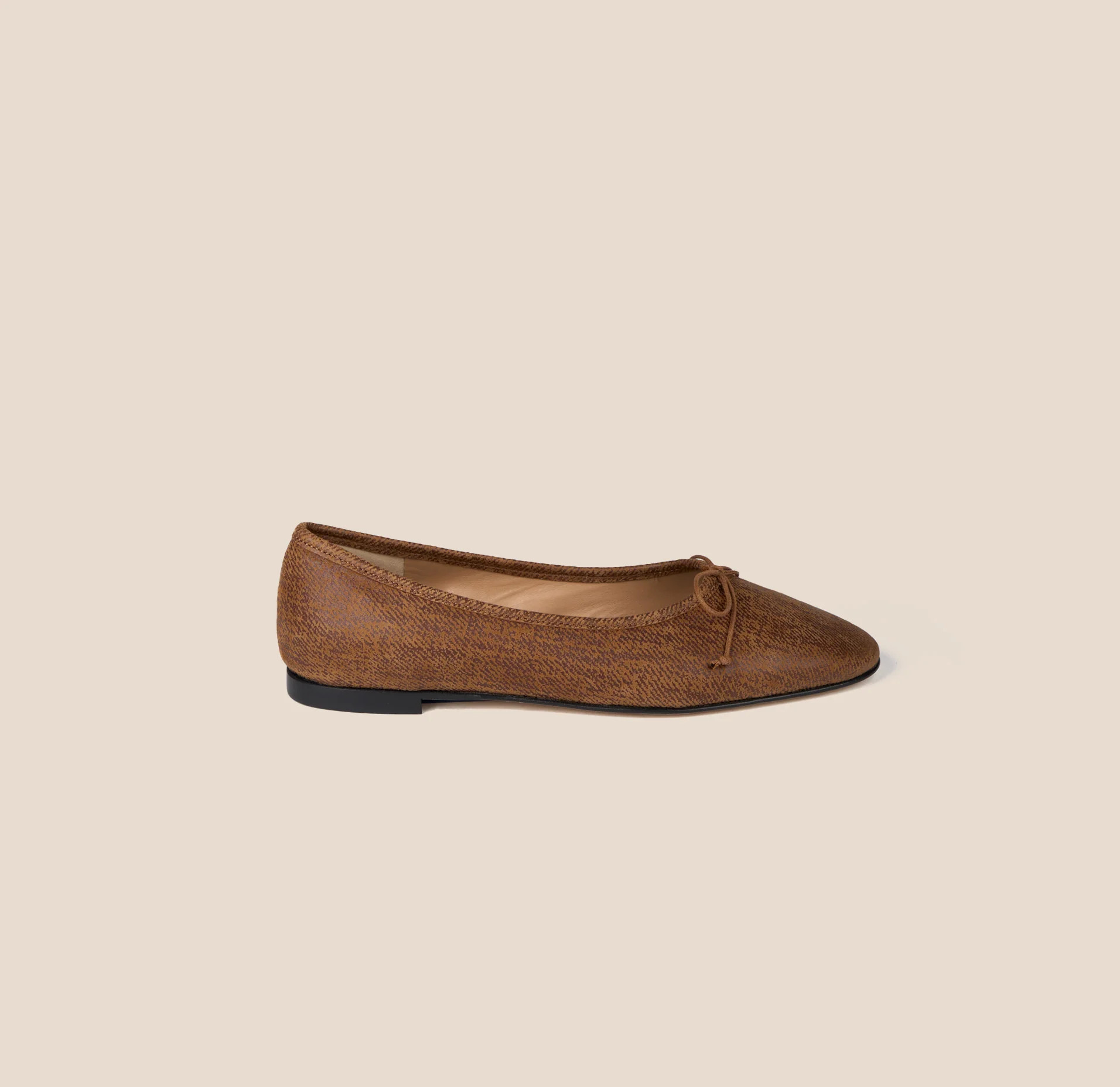 Como Leather Suede Ballet Flats in Amaretto Suede | A. Soliani | A.Soliani