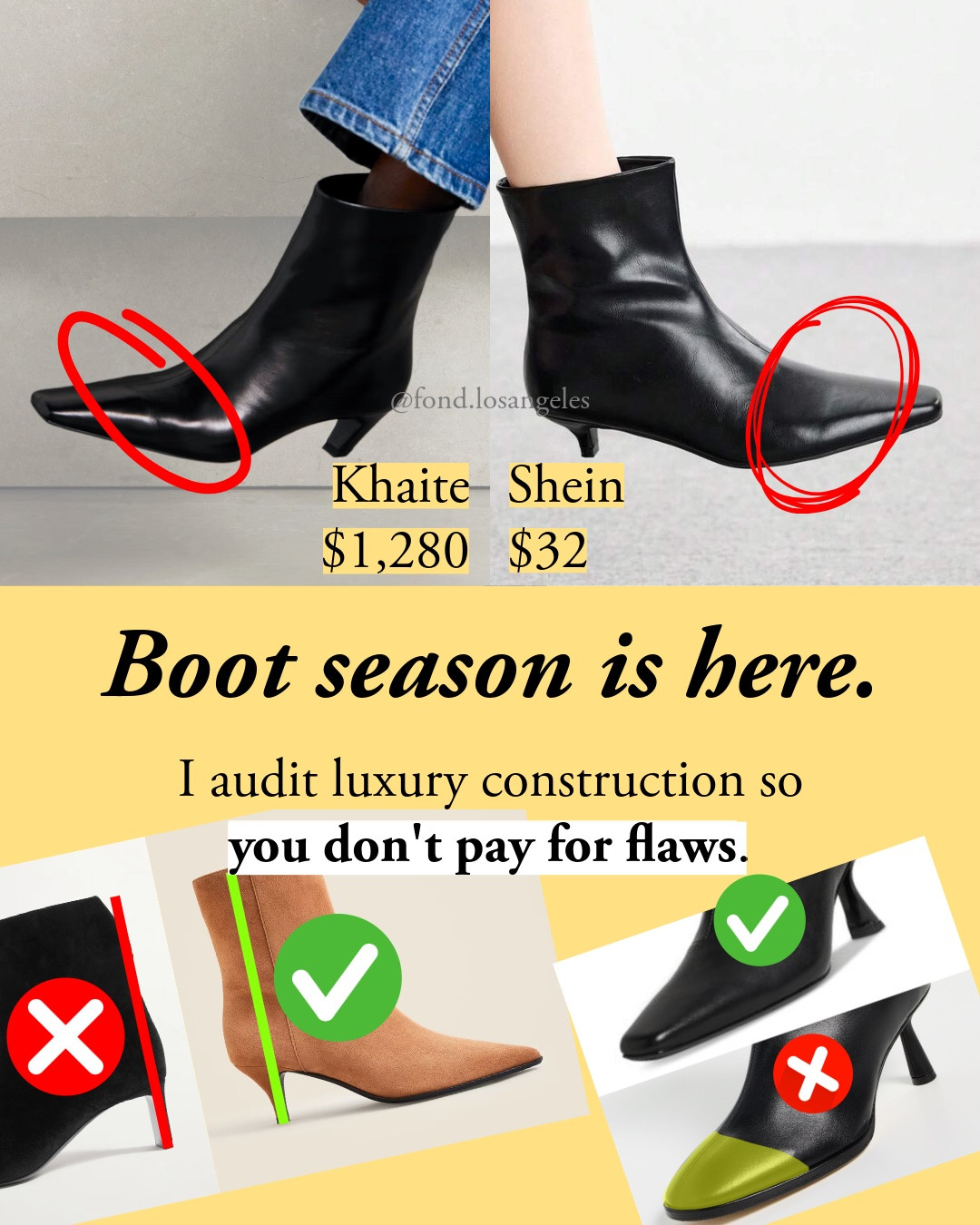Boots that pass the smooth test, from $100 to $1,650, including Margaux's handmade-in-Spain block heels in narrow, medium, and wide widths, and Quince's rare-under-$200 leather lining. One caveat: at under $200 expect synthetic linings and soles almost everywhere, and I'd skip blobby toe shapes at any price.

#LTKootd #LTKSeasonal #LTKTall