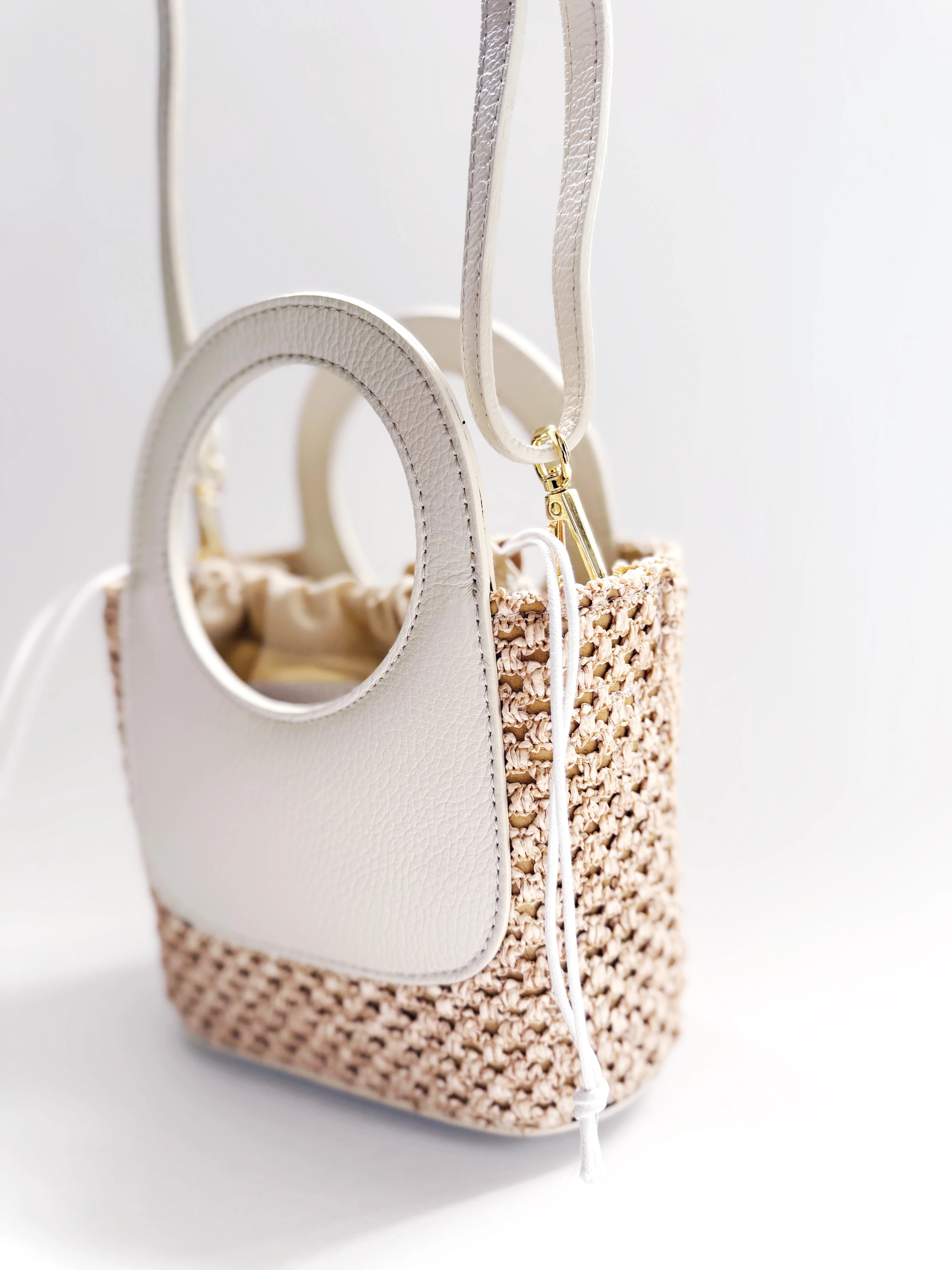 Powder Blue Raffia Circle Mini Tote | Colores Collective