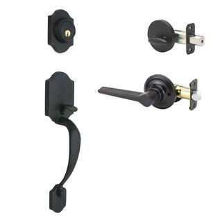 Copper Creek Craftsman Black Door Handleset with Contemporary Handle Trim HZ2610xZL-BC | The Home Depot