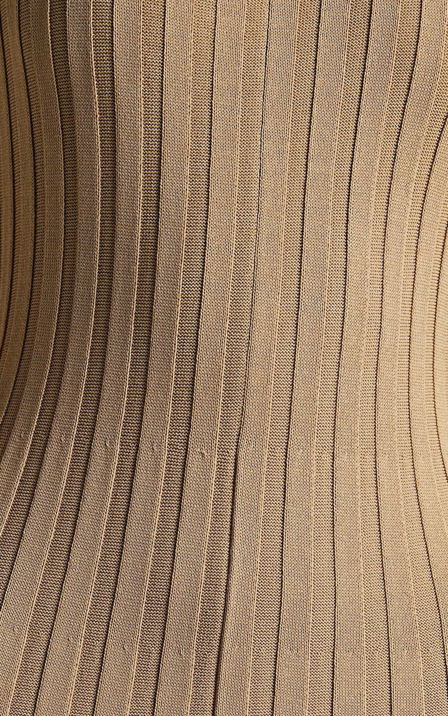 Blaire Midi Dress - Long Sleeve Tie Back Flare Dress in Roasted Cashew | Showpo (US, UK & Europe)