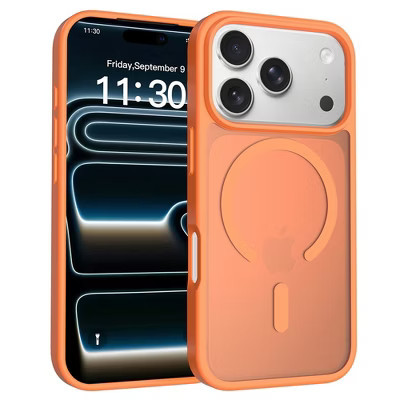 HTUTWOO Magnetic for iPhone 17 Case, Translucent Matte Shockproof Protective Bumper Compatible with MagSafe (Orange) | Target