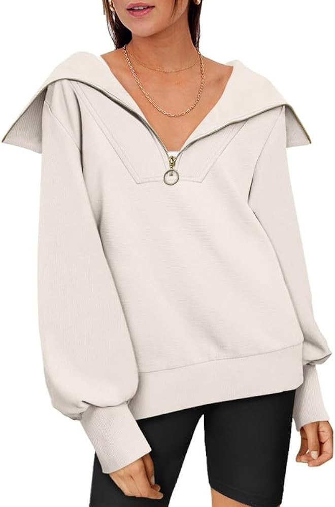 EFAN Womens Oversized Half Zip Pullover Sweatshirts Hoodie Quarter Zip Tops for Teen Girls Fall T... | Amazon (US)
