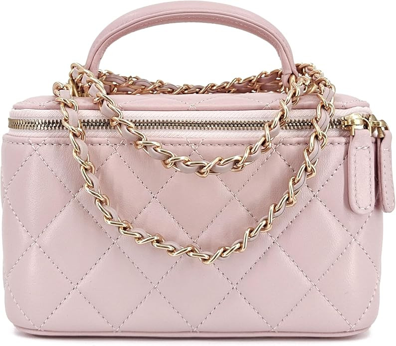 Small Genuine Leather Purse Quilted Crossbody Bag for Women, Mini Top-Handle Shoulder Handbag w/G... | Amazon (US)