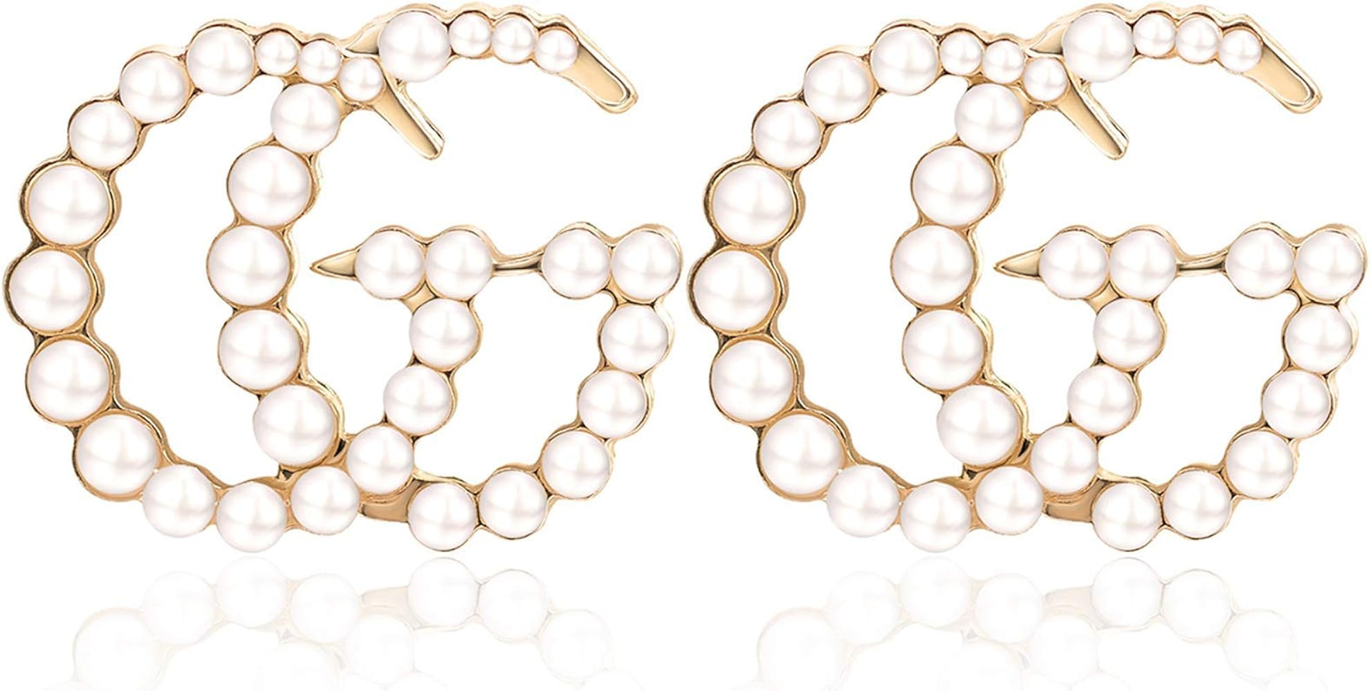 Amazon.com: G Earrings Initial Letter Earrings - Sterling Silver Hypoallergenic Pearl Cubic Zirco... | Amazon (US)