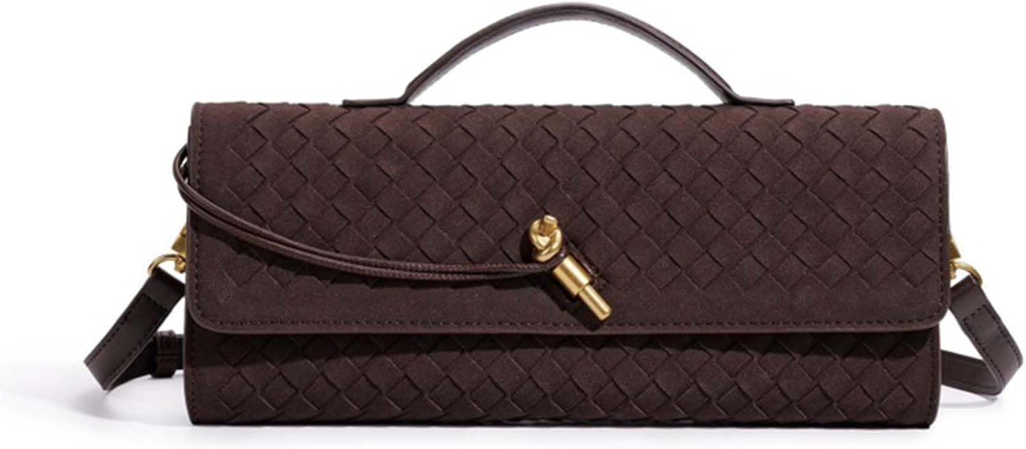 Handmade Woven Evening Bag for Women Casual Clutch Purse Suede Leather Shoulder Handbag Fashion C... | Amazon (US)