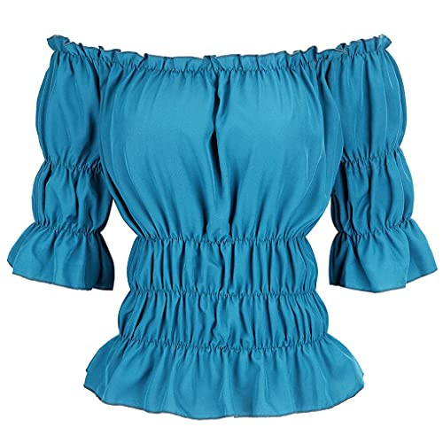 Lehauya Women Off The Shoulder Tops Renaissance Blouse Pirate Shirt Short Sleeve Shirts | Amazon (US)