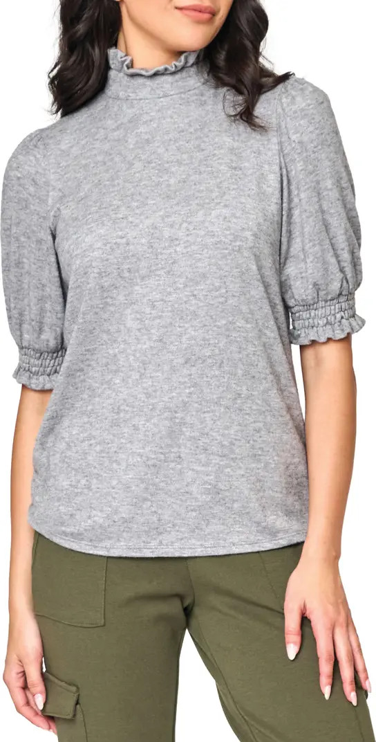 Ruffle Mock Neck Puff Sleeve Sweater | Nordstrom