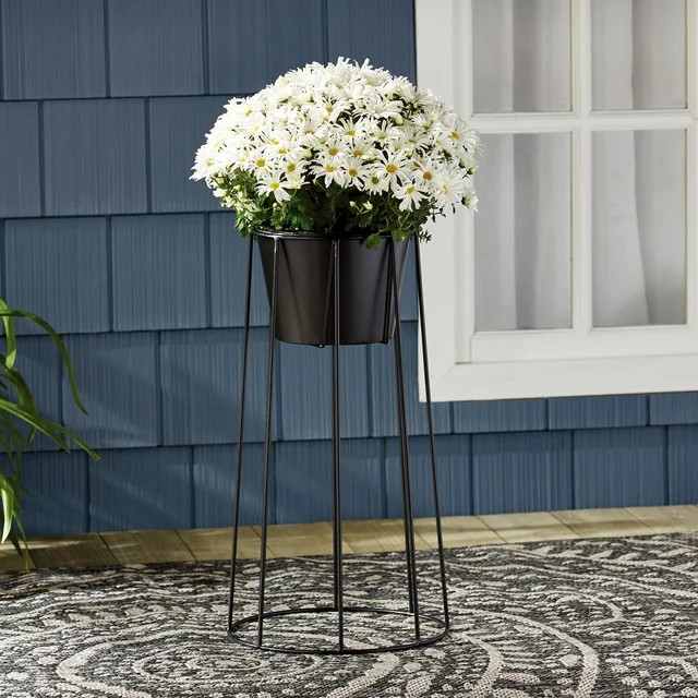 Mainstays 12" x 12" x 22" Black Metal Plant Stand | Walmart (US)