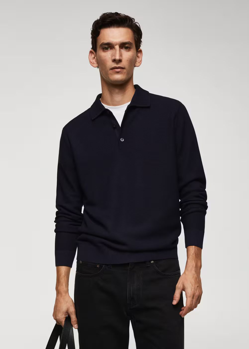 Structured fine-knit polo shirt -  Men | Mango Man USA | MANGO (US)