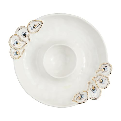 Mud Pie Oyster Chip And Dip Bowl Set; 2" x 10 1/2" dia | Amazon (US)