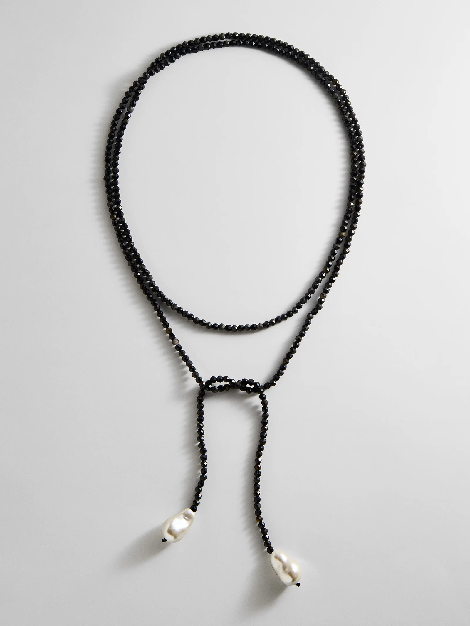 Semi-Precious Pearl Wrap Necklace - Onyx | BaubleBar