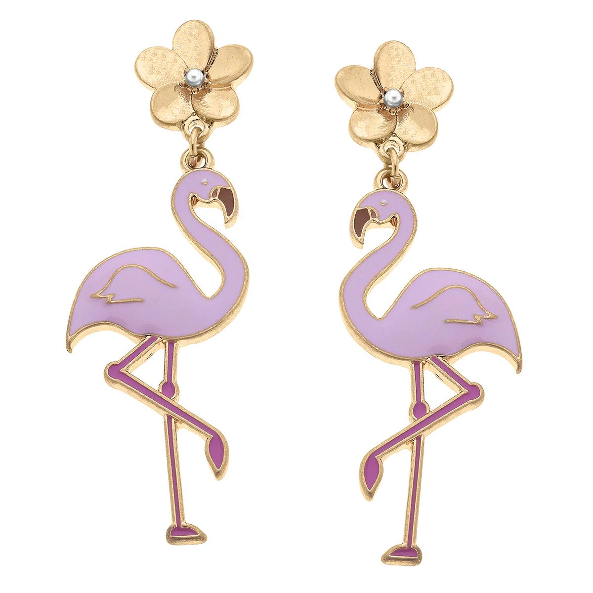 CANVAS Style x @thelovelyflamingo Enamel Flamingo Earring in Pink | CANVAS