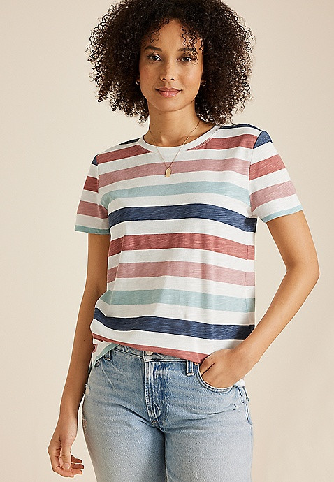 24/7 Dawson Striped Crew Neck Tee | Maurices