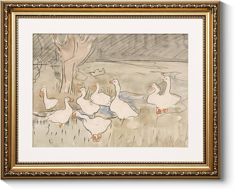 ARPEOTCY Vintage Gold Framed Wall Art, Farmhouse Nursery Duck Paintings, Rustic Canvas Prints Art... | Amazon (US)