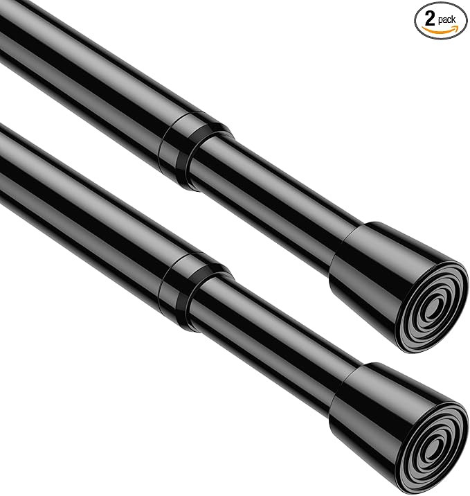 2PCS tension rod 26-39 inches，adjustable curtain rod black curtain tension rod no drill spring ... | Amazon (US)