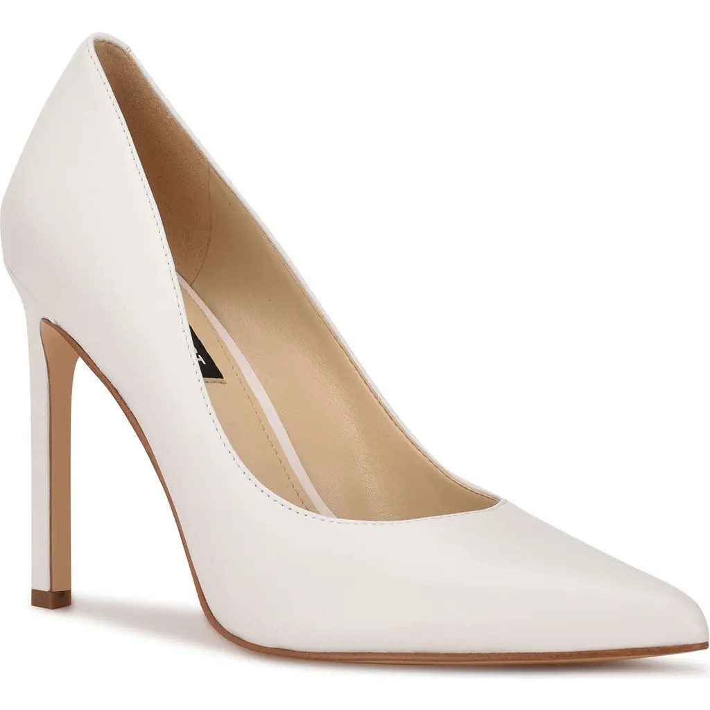 Nine West Tatiana Pointed Toe Pump in White Leather at Nordstrom, Size 10 | Nordstrom