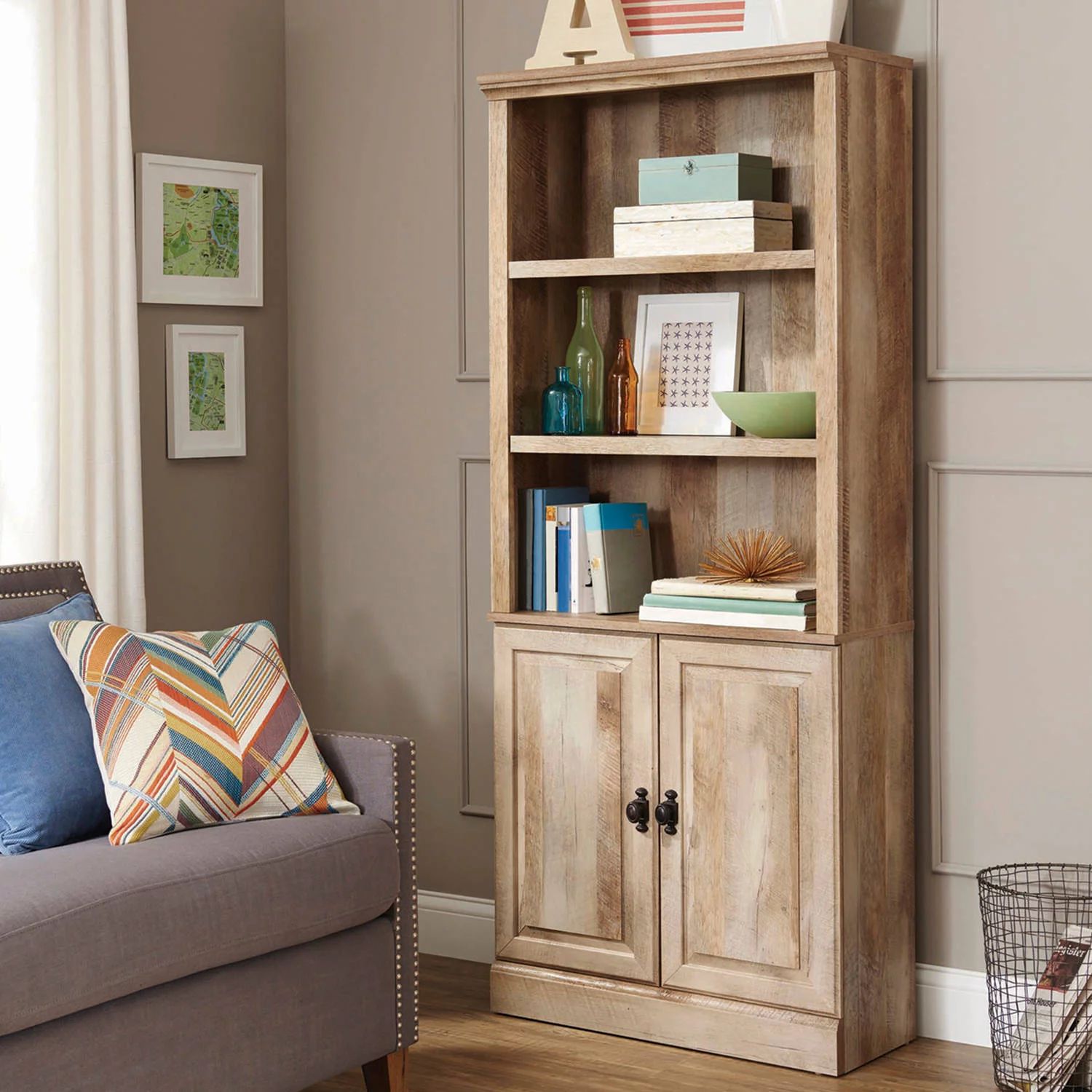 Better Homes and Gardens Crossmill Bookcase with Doors, Multiple Finishes | Walmart (US)