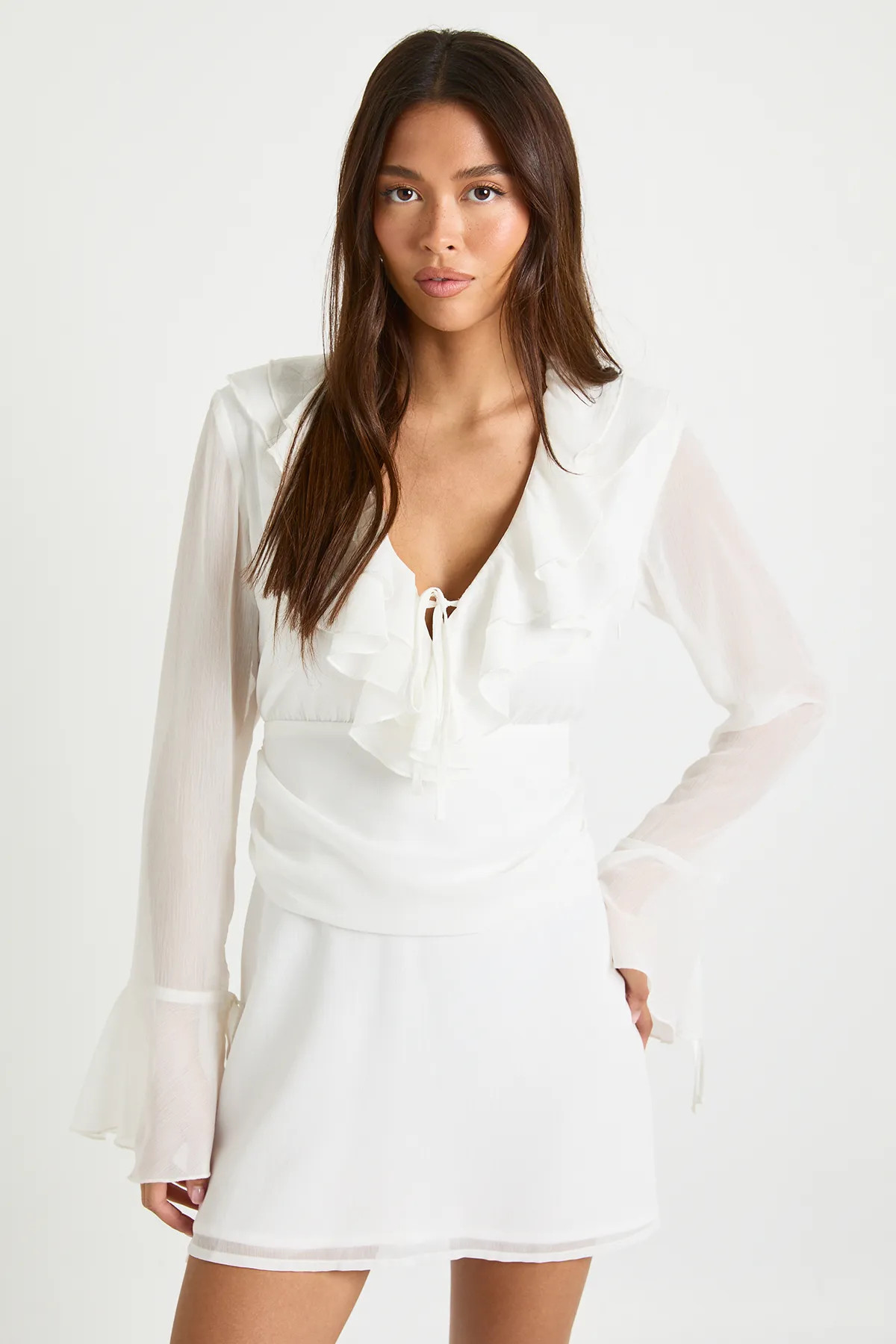 Dresses | Chiffon Ruched Waist Mini Dress | boohoo | boohoo (US & Canada)