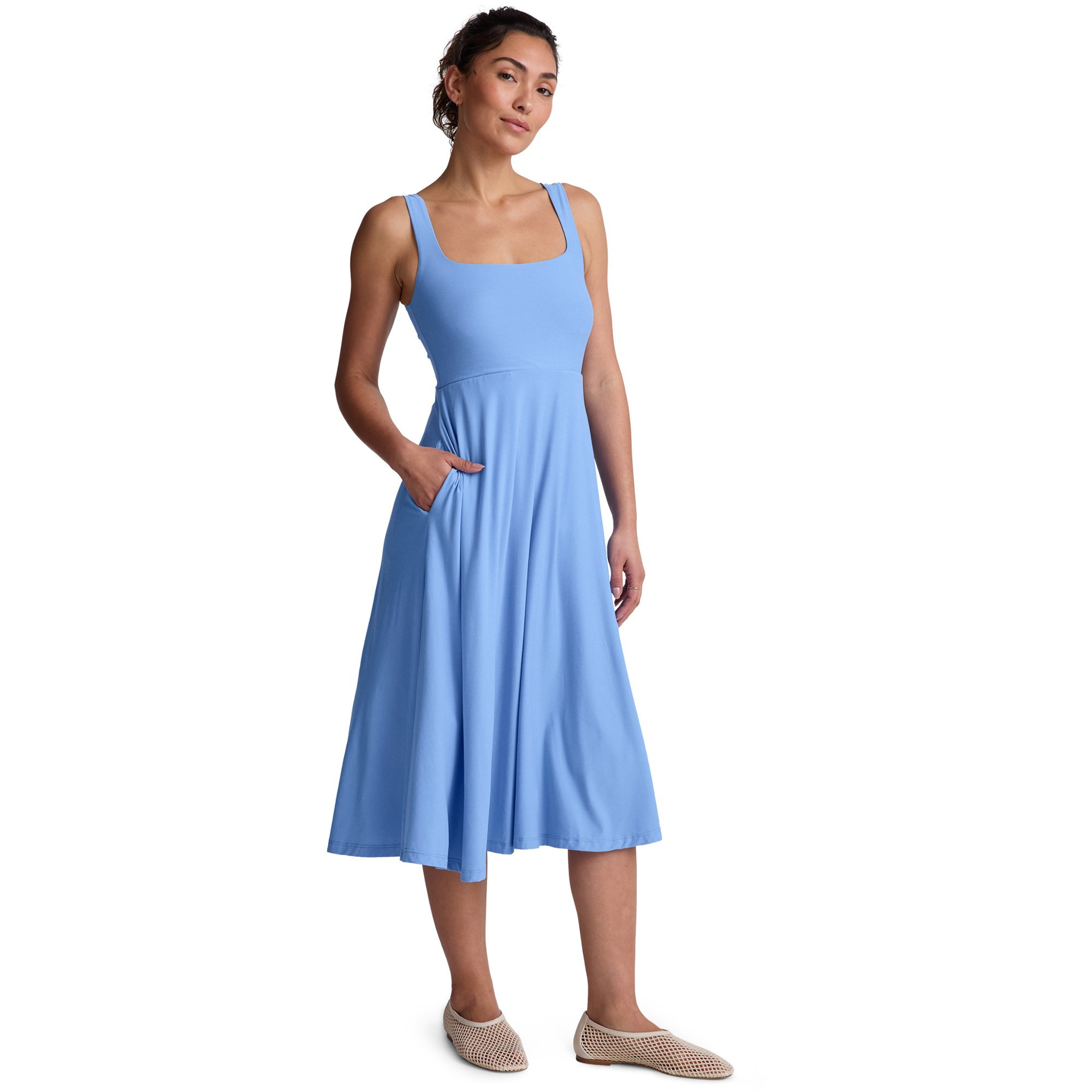 Beyond Yoga Women's Featherweight At The Ready Square Neck Dress Blue L | REI