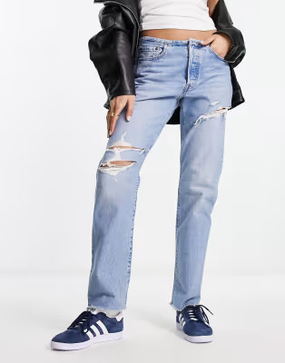Levi's 501 jeans mini waist in light wash blue | ASOS (Global)