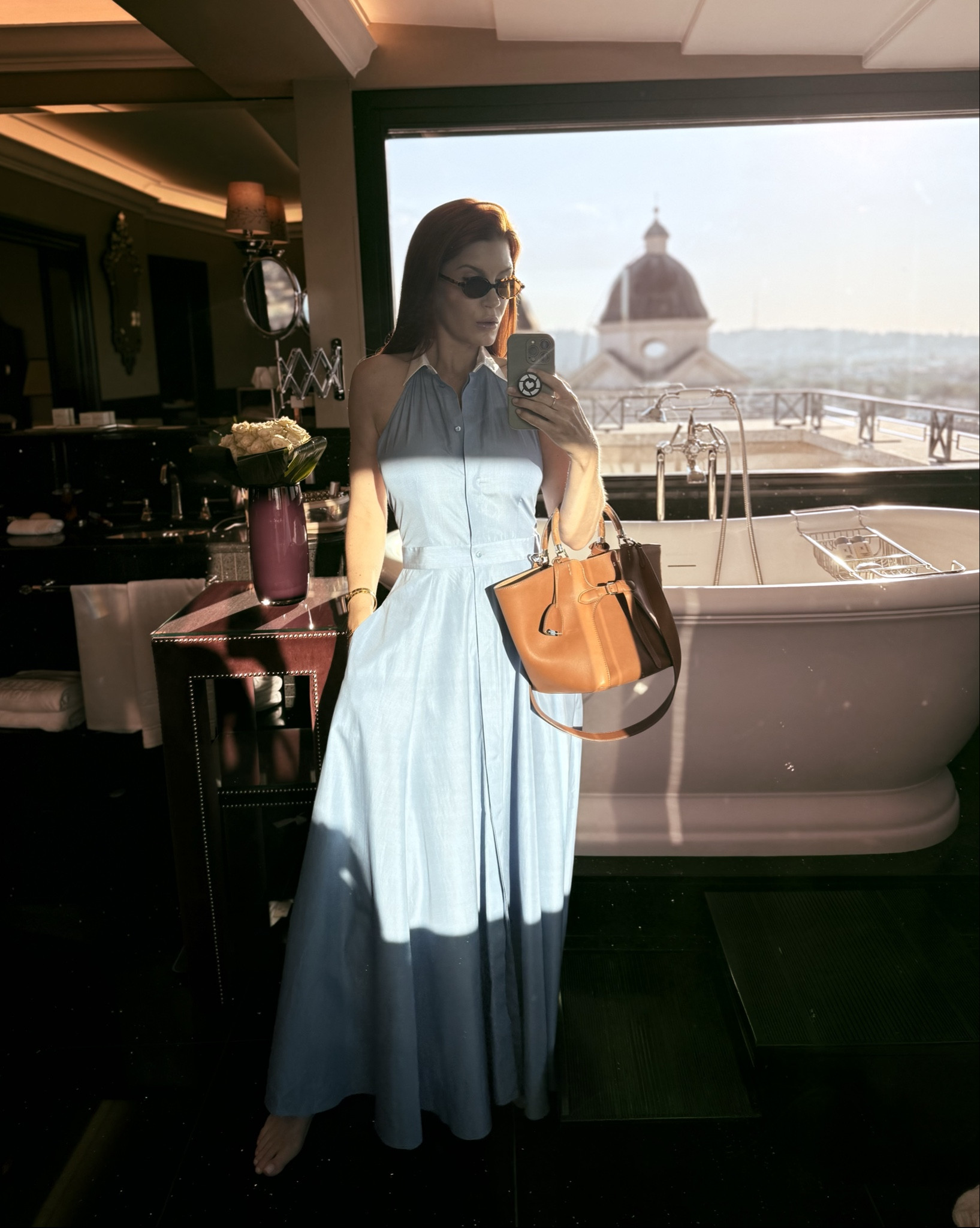 This dress has a low back - it’s just so elegant. (I’m wearing a size 4 - this dress runs quite small.) 
Swipe to see the view from our room 😍

Travel note: This hotel sits on the highest point, just above the Spanish steps, and the rooms with a view really do enhance the trip pretty tremendously. This is our second time here and we really enjoy it. 

#LTKParties #LTKWorkwear #LTKTravel