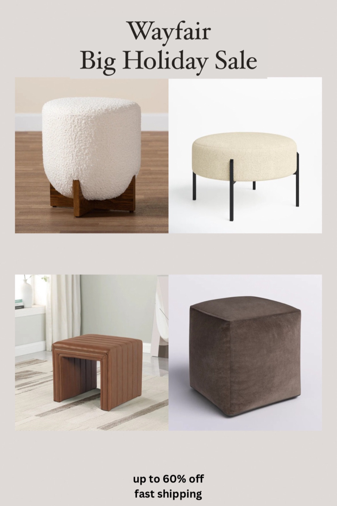 @wayfair ottomans on sale for Big Holiday Sale!!! Such high end looking styles!! All items included in sale up to 60% off plus fast shippingg #wayfair #Wayfair partner #ad

#LTKStyleTip #LTKSaleAlert #LTKHome