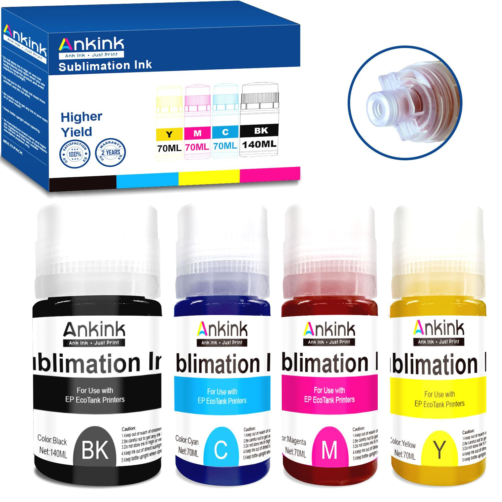 Ankink Sublimation Ink Autofill Bottles Refill for Epson Ecotank ET-2800 ET-2803 ET-2850 ET-2720 ... | Amazon (US)