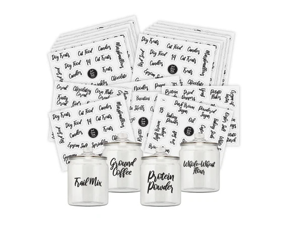 240 Pantry Labels + 15 Blank Labels for Plastic Containers and Glass Containers in Calligraphy Fo... | Etsy (US)