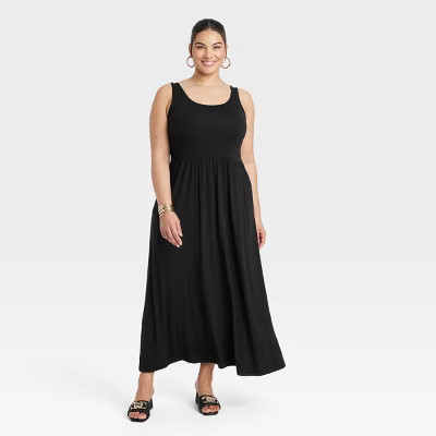 Women's Knit Maxi A-Line Dress - Ava & Viv™ Black 1X | Target