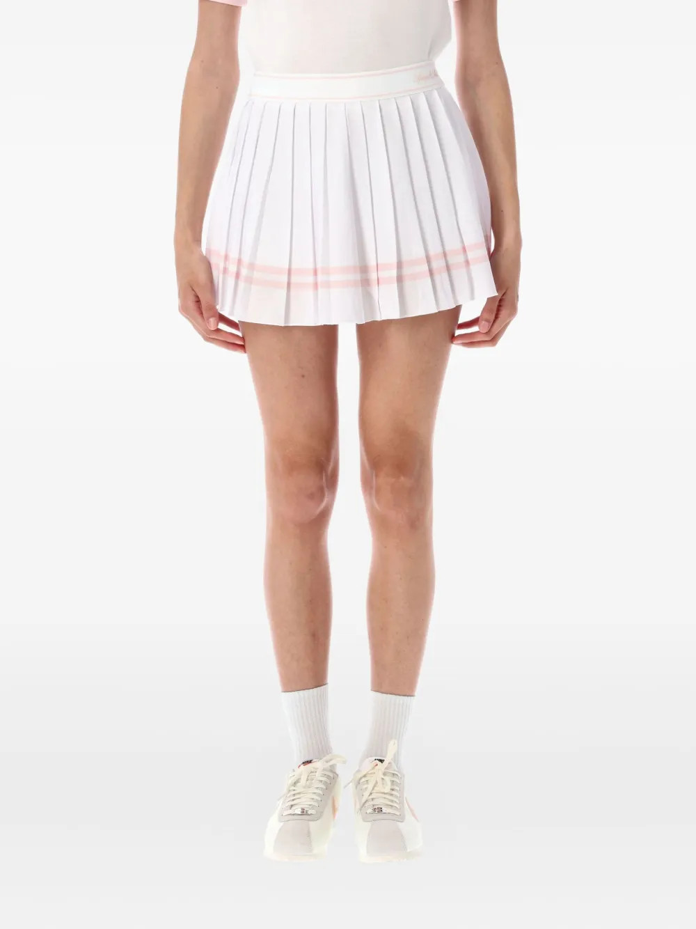 Sporty & Rich Vendome Script pleated mini skirt - White | Farfetch Global
