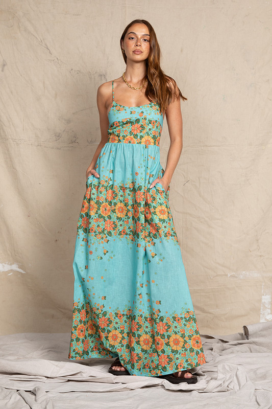 Poseidon Slip Dress in Blue Ocean | Bohemian Traders