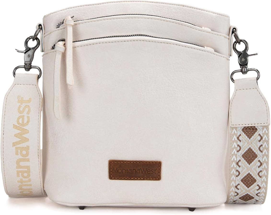 Montana West Multi Zip Pocket Large Crossbody Bag With Guitar Strap | Amazon (US)