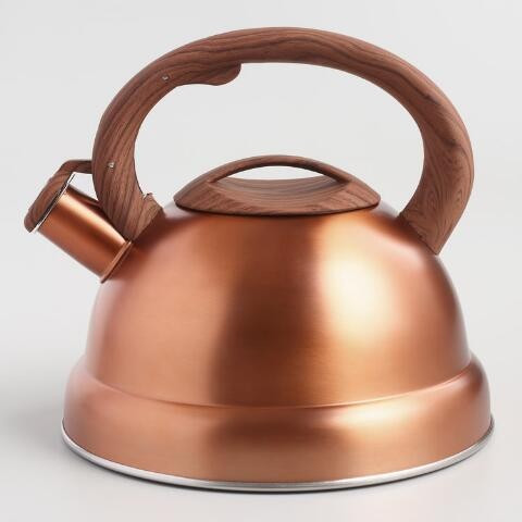 Brushed Copper Tea Kettle With Rubber Base | World Market