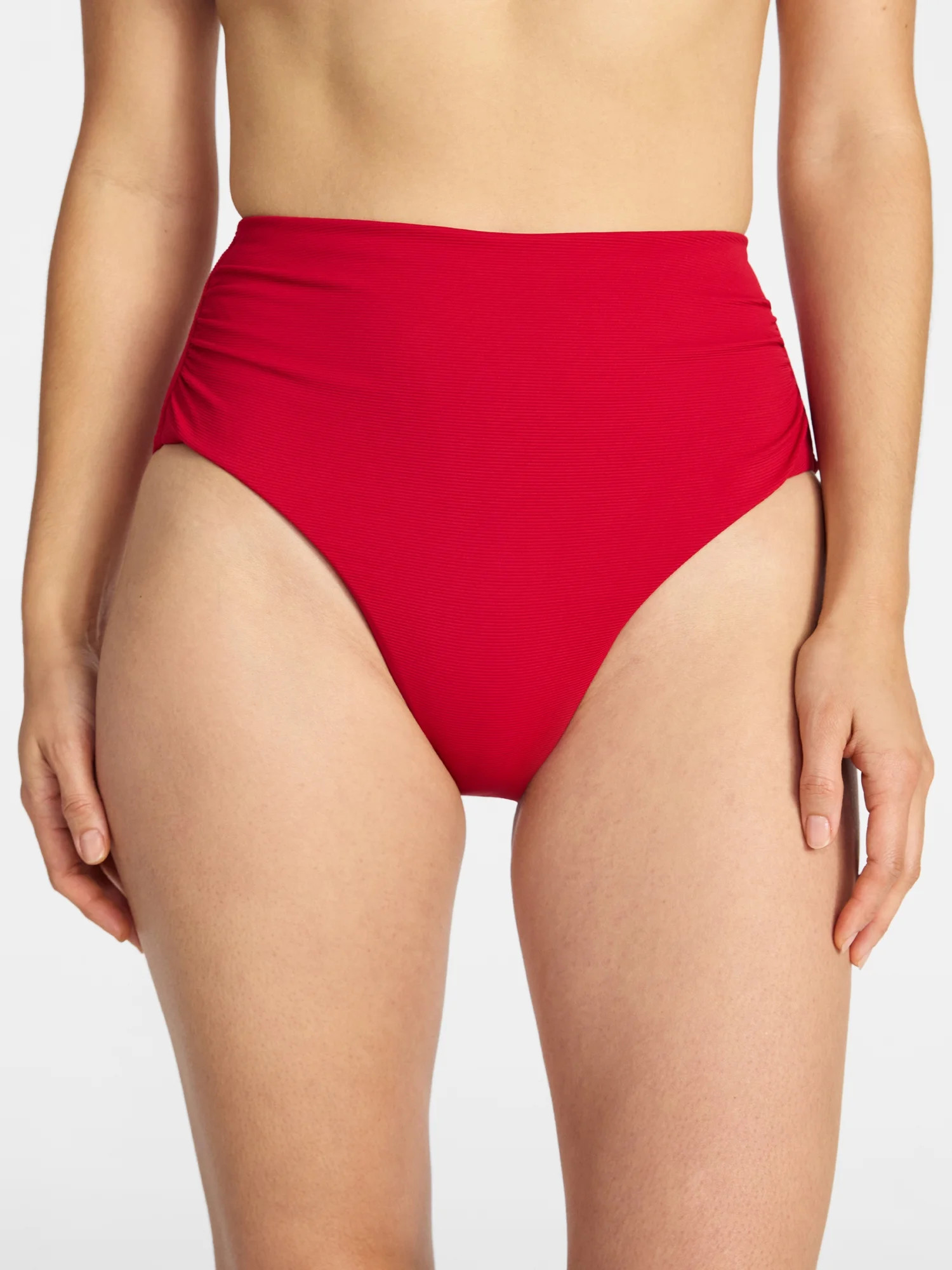 Time and Tru Women's and Women's Plus Size Ribbed High Waisted Bikini Bottoms, Sizes XS-3X | Walmart (US)