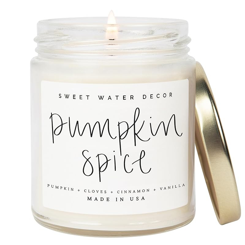 Sweet Water Decor Pumpkin Spice Candle | Autumn, Vanilla, and Buttercream, Fall Scented Soy Candl... | Amazon (US)