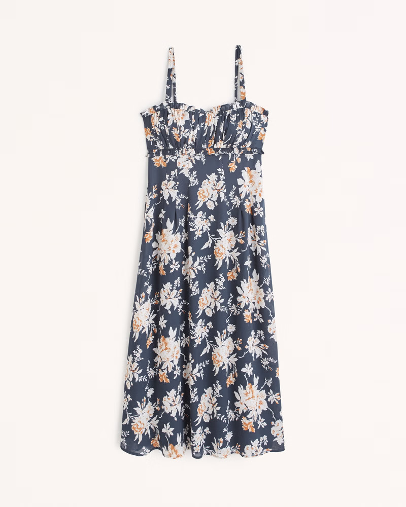 Ruffle Corset Midi Dress | Abercrombie & Fitch (US)