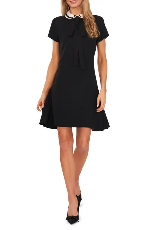CeCe Bow Fit & Flare Dress in Rich Black at Nordstrom, Size X-Large | Nordstrom