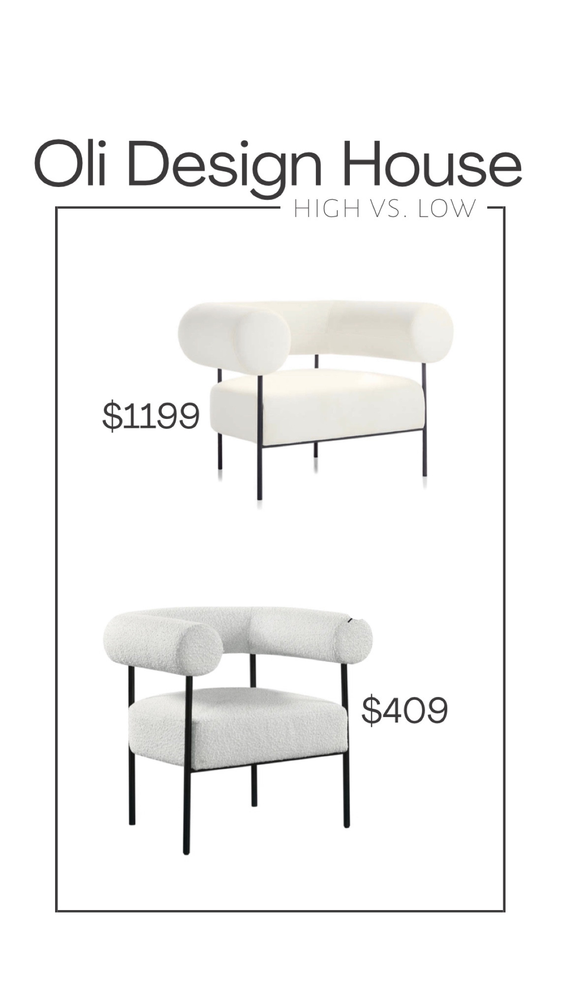 Designer dupe! 

This modern Boucle barrel accent chair is a great Crate & Barrel dupe for an even greater price! The designer item is gorgeous and totally worth the splurge if it fits in your budget! 

White accent chair, barrel chair, modern chair, side chair, Boucle dining chair, black and white decor, neutral decor

#LTKFind #LTKhome #LTKsalealert