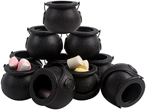 Mini Plastic Cauldron,12 Pcs Witch Calderon Pot Black Buckets with Handle for Kids Halloween Cand... | Amazon (US)