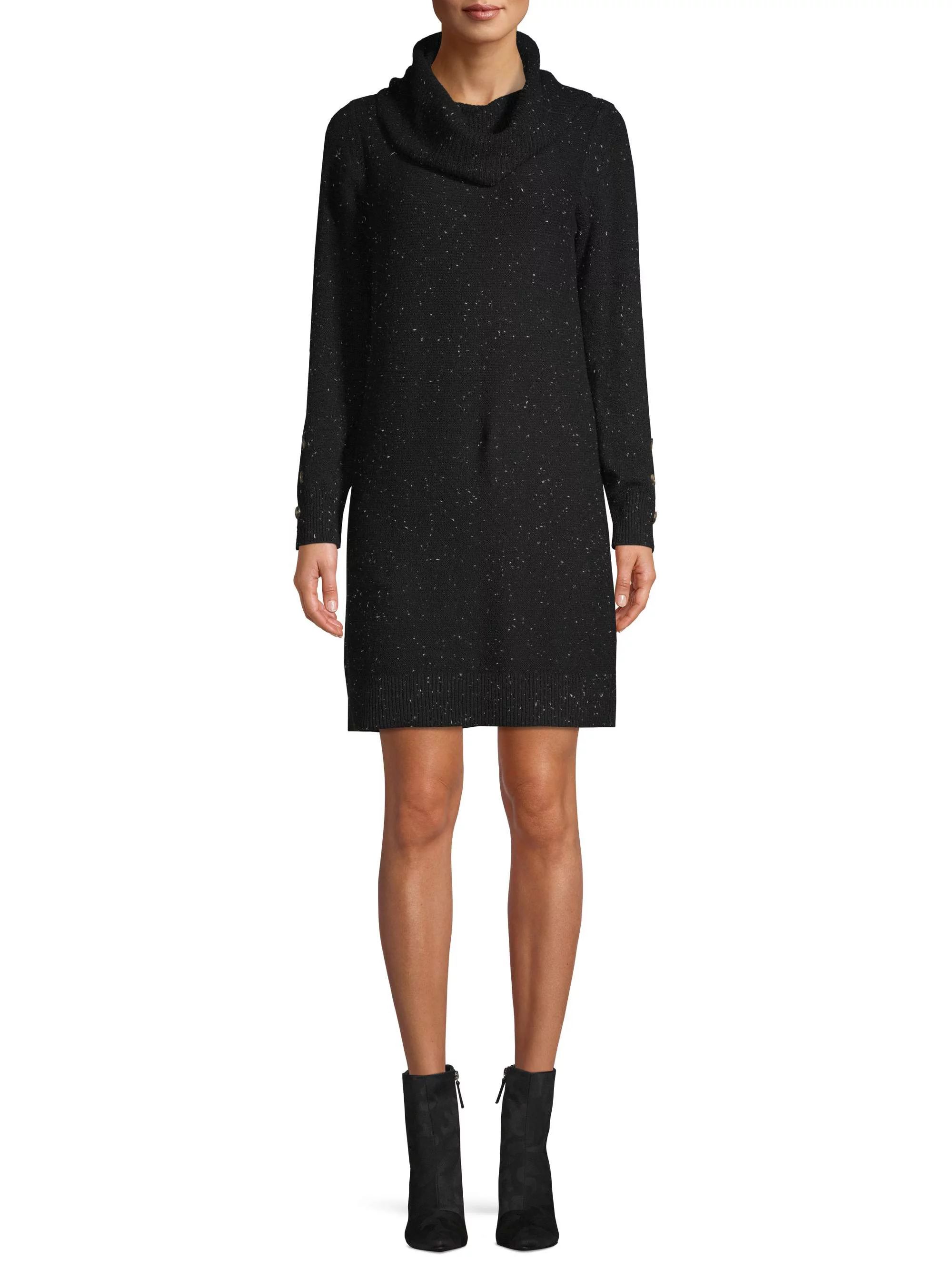 Time and Tru Cowl Neck Dress with Button Detail Women's | Walmart (US)