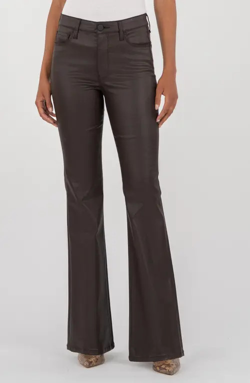 KUT from the Kloth Ana Fab Ab Coated High Waist Flare Jeans in Chocolate at Nordstrom, Size 4 | Nordstrom